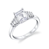 Emerald Cut Graduating Baguette Engagement Ring - Hartlen
