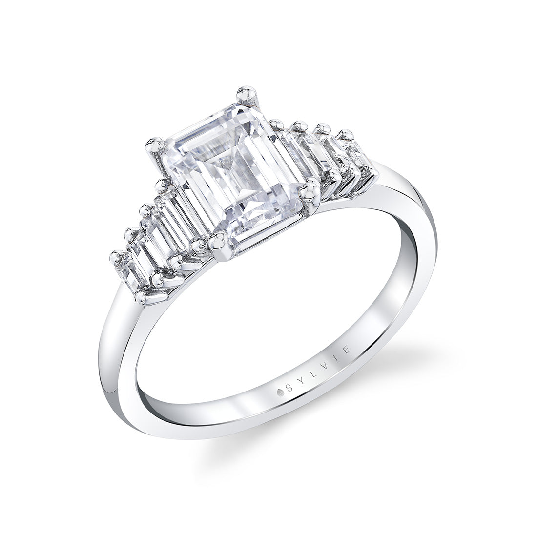 Emerald Cut Graduating Baguette Engagement Ring - Hartlen