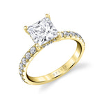 Princess Cut Classic Engagement Ring with Hidden Halo - Malencia