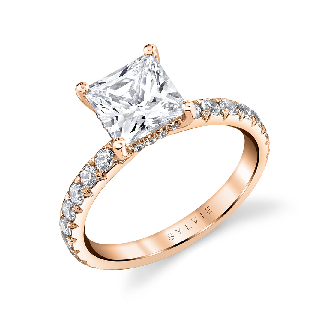 Princess Cut Classic Engagement Ring with Hidden Halo - Malencia