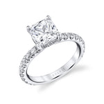 Cushion Cut Classic Engagement Ring with Hidden Halo - Malencia