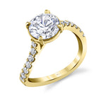Round Cut Curved Engagement Ring - Zaya