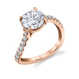 Round Cut Curved Engagement Ring - Zaya