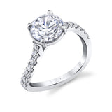 Round Cut Curved Engagement Ring - Zaya