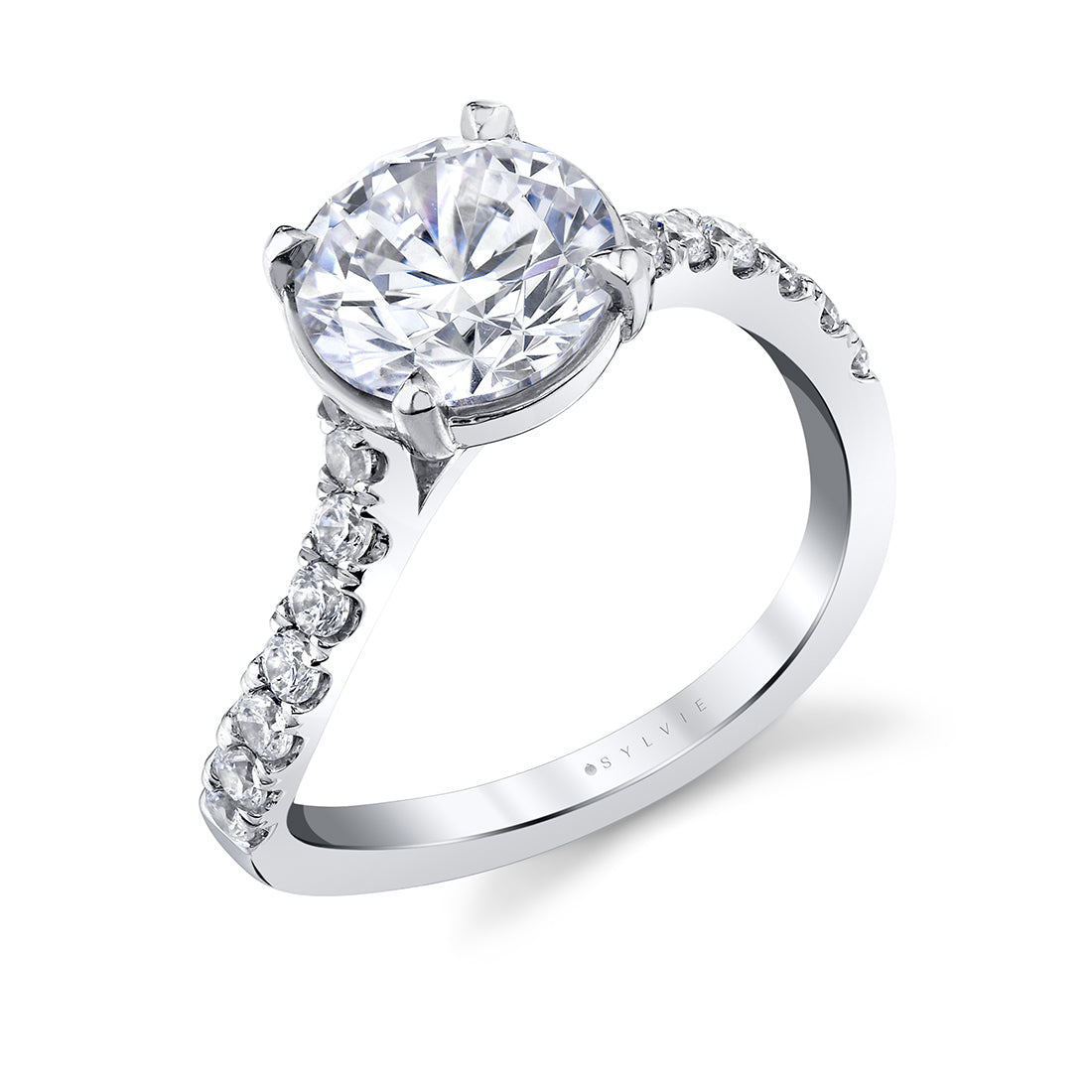 Round Cut Curved Engagement Ring - Zaya