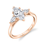 Marquise Cut Three Stone Engagement Ring - Martine