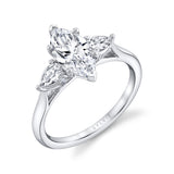 Marquise Cut Three Stone Engagement Ring - Martine