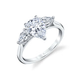 Pear Shaped 0.5 CT Three Stone Engagement Ring - Martine