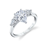Pear Shaped 0.5 CT Three Stone Engagement Ring - Martine