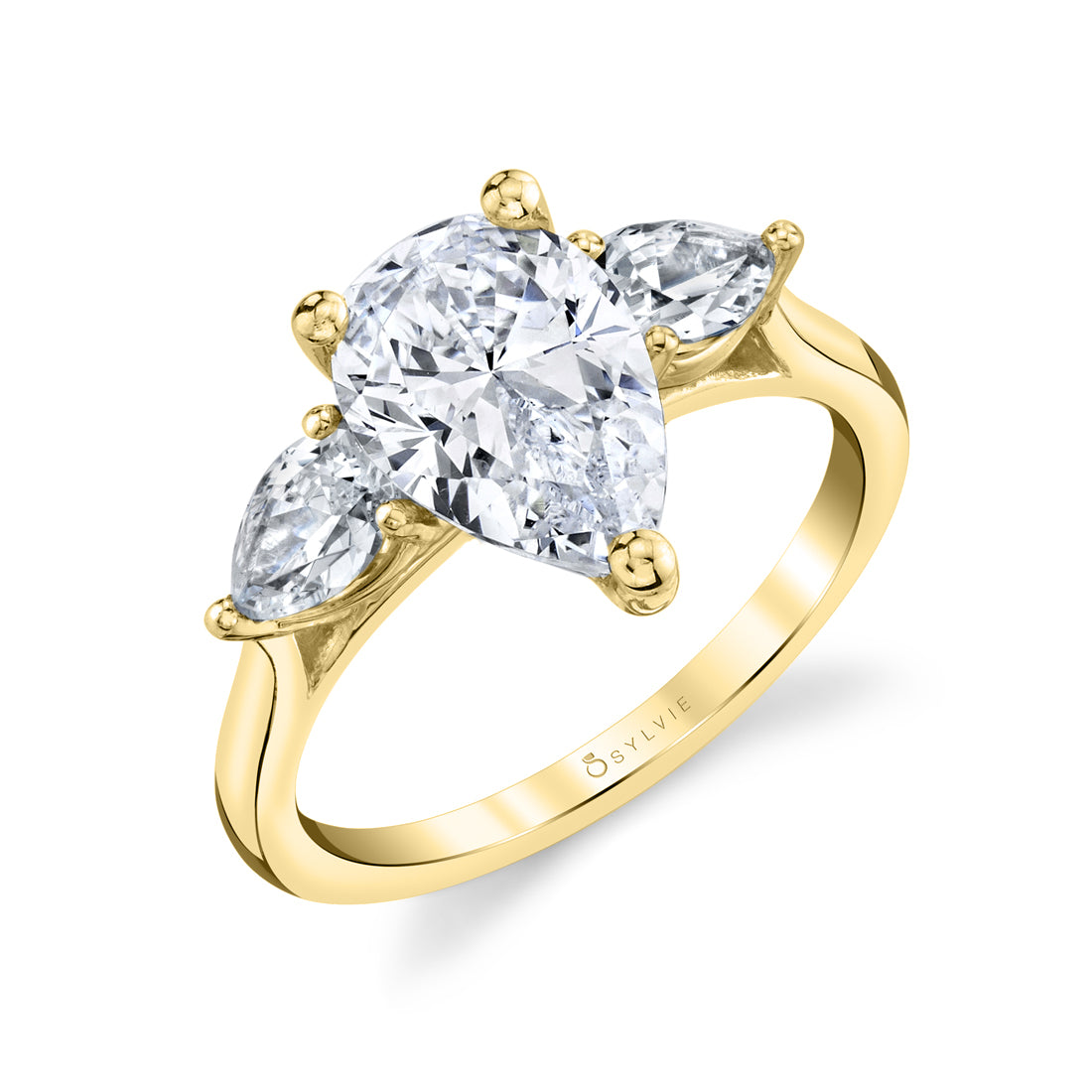 Pear Shaped 0.6 CT Three Stone Engagement Ring - Martine