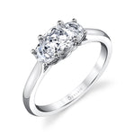 Cushion Cut Three Stone Engagement Ring