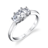 Cushion Cut Three Stone Engagement Ring