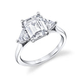 Emerald Cut Unique Three Stone Engagement Ring - Teresia