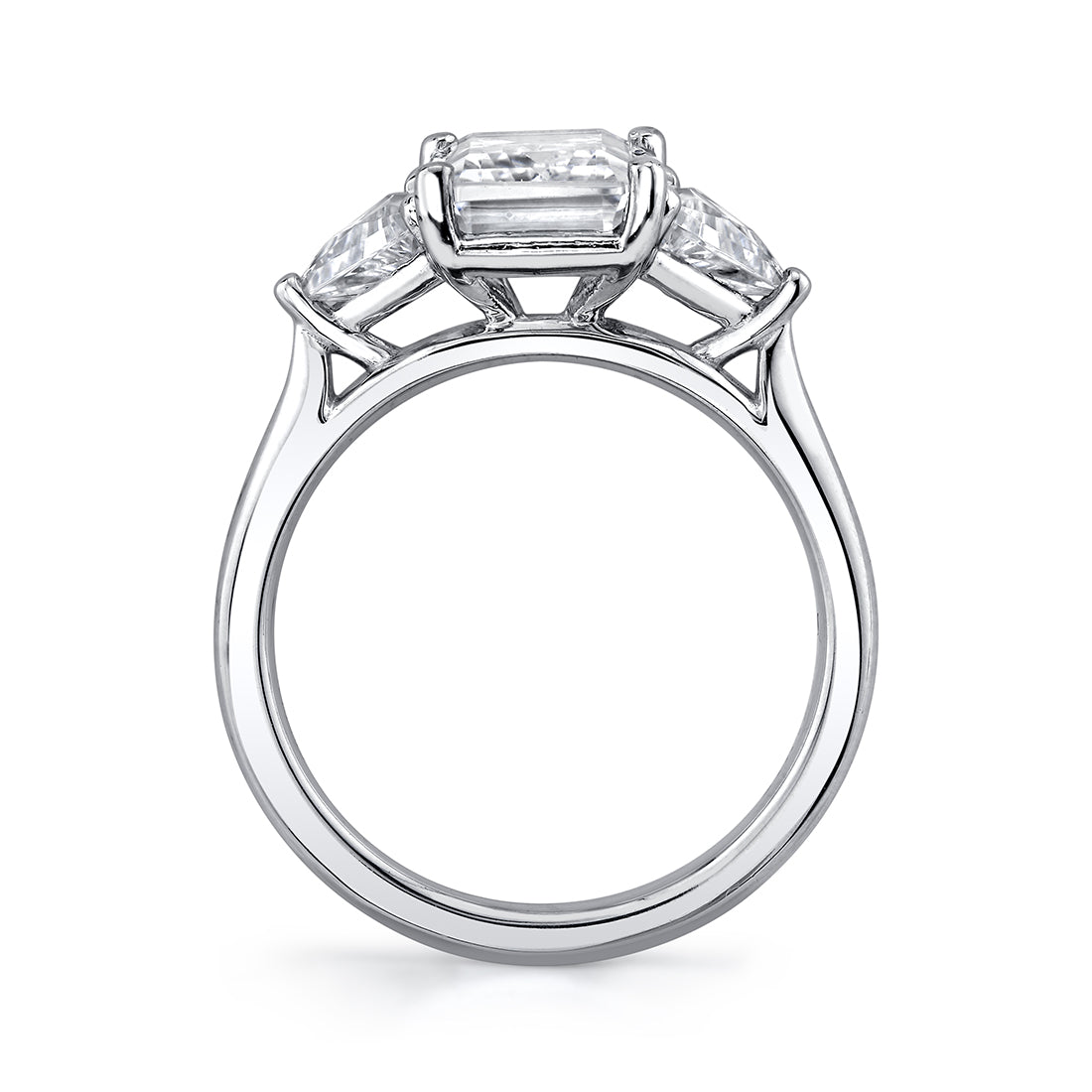 Emerald Cut Unique Three Stone Engagement Ring - Teresia