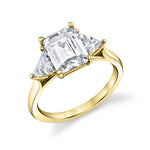 Emerald Cut Unique Three Stone Engagement Ring - Teresia