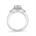 Round Cut Three Stone Engagement Ring With Baguettes - Nicolette