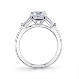 Round Cut Three Stone Engagement Ring With Baguettes - Nicolette