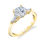 Round Cut Three Stone Engagement Ring With Baguettes - Nicolette