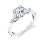 Round Cut Three Stone Engagement Ring With Baguettes - Nicolette