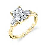 Emerald Cut 2.0 CT Three Stone Engagement Ring with Baguettes - Nicolette