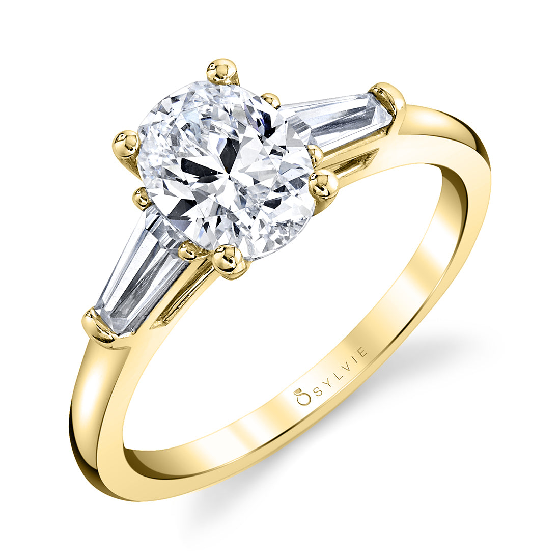 Oval Cut 2.0 CT Three Stone Engagement Ring With Baguettes - Nicolette