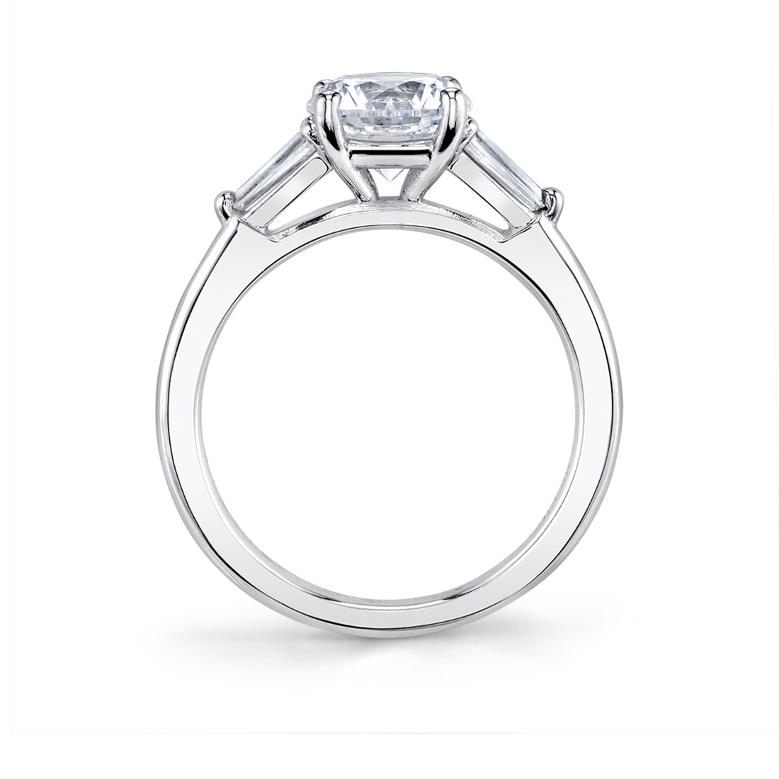 Oval Cut 2.0 CT Three Stone Engagement Ring With Baguettes - Nicolette
