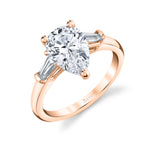 Pear Shaped 2.0 CT Three Stone Engagement Ring With Baguettes - Nicolette