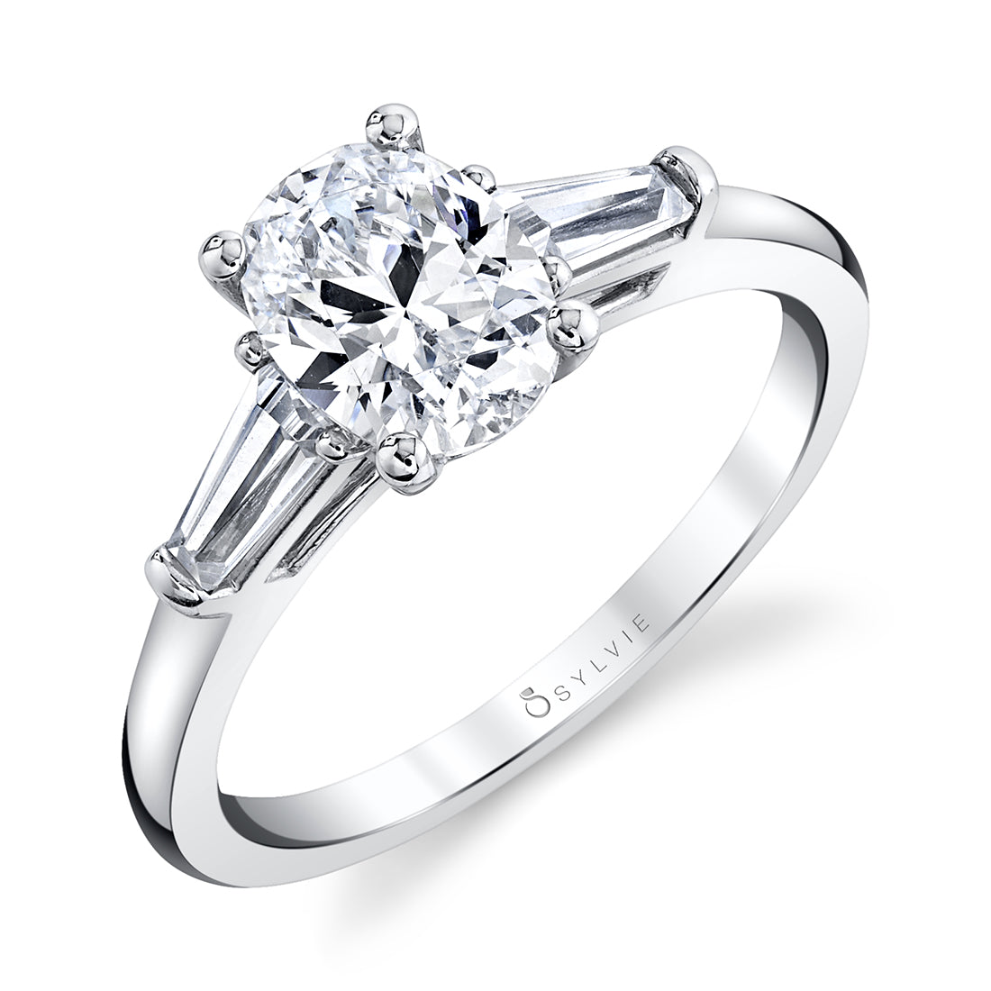 Oval Cut 2.0 CT Three Stone Engagement Ring With Baguettes - Nicolette