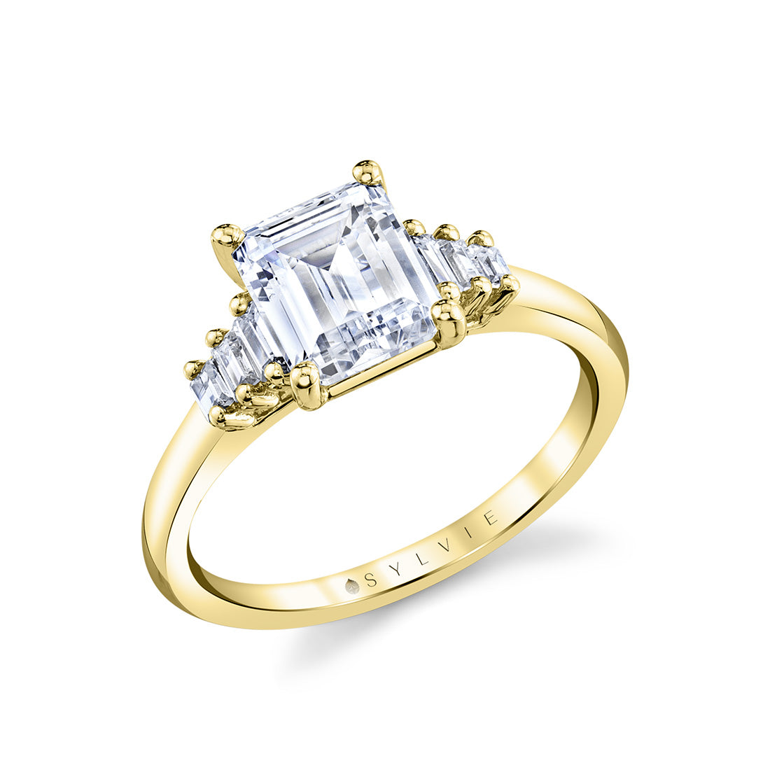 Emerald Cut Unique Seven Stone Engagement Ring - Willa