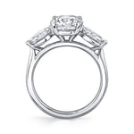 Round Cut Unique Three Stone Engagement Ring - Arya