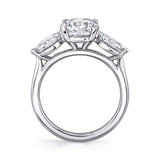 Round Cut Unique Three Stone Engagement Ring - Arya