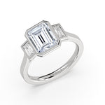 Emerald Cut Bezel Three Stone Engagement Ring - Colette