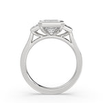 Emerald Cut Bezel Three Stone Engagement Ring - Colette