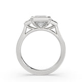 Emerald Cut Bezel Three Stone Engagement Ring - Colette