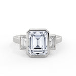 Emerald Cut Bezel Three Stone Engagement Ring - Colette