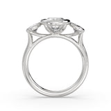 Oval Cut Bezel Three Stone Engagement Ring - Ophelia