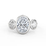 Oval Cut Bezel Three Stone Engagement Ring - Ophelia