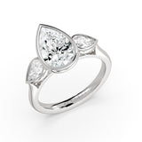 Pear Shaped Bezel Three Stone Engagement Ring - Delta