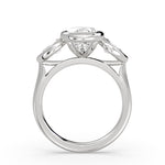 Pear Shaped Bezel Three Stone Engagement Ring - Delta