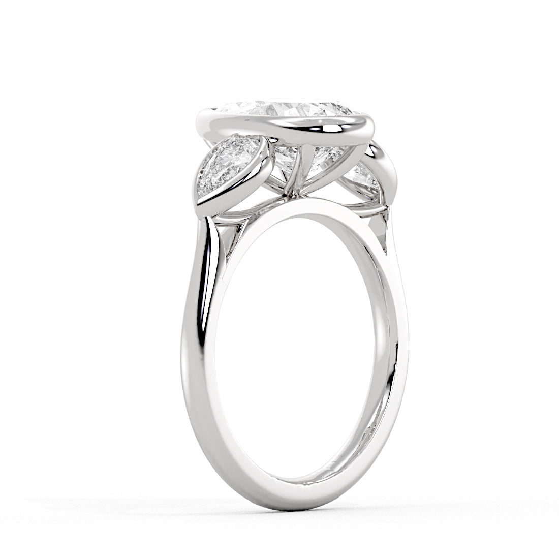 Pear Shaped Bezel Three Stone Engagement Ring - Delta