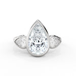 Pear Shaped Bezel Three Stone Engagement Ring - Delta
