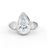 Pear Shaped Bezel Three Stone Engagement Ring - Delta