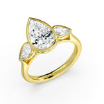Pear Shaped Bezel Three Stone Engagement Ring - Delta