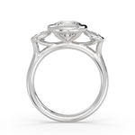 Round Cut Bezel Three Stone Engagement Ring - Goldie