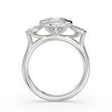 Round Cut Bezel Three Stone Engagement Ring - Goldie