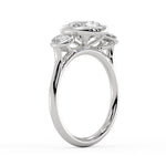 Round Cut Bezel Three Stone Engagement Ring - Goldie