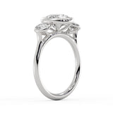 Round Cut Bezel Three Stone Engagement Ring - Goldie