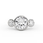 Round Cut Bezel Three Stone Engagement Ring - Goldie