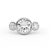 Round Cut Bezel Three Stone Engagement Ring - Goldie