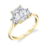 Emerald Cut Engagement Ring with Trapezoid Side Stones - Annalise
